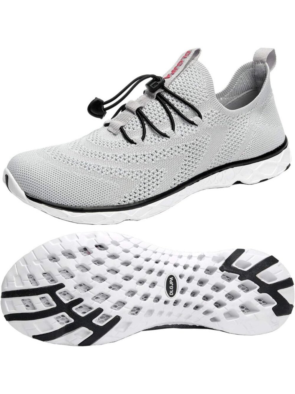 Mens Light Grey Quick Drying Aqua Water Lace-Up Athletic Woven Walking Sneaker